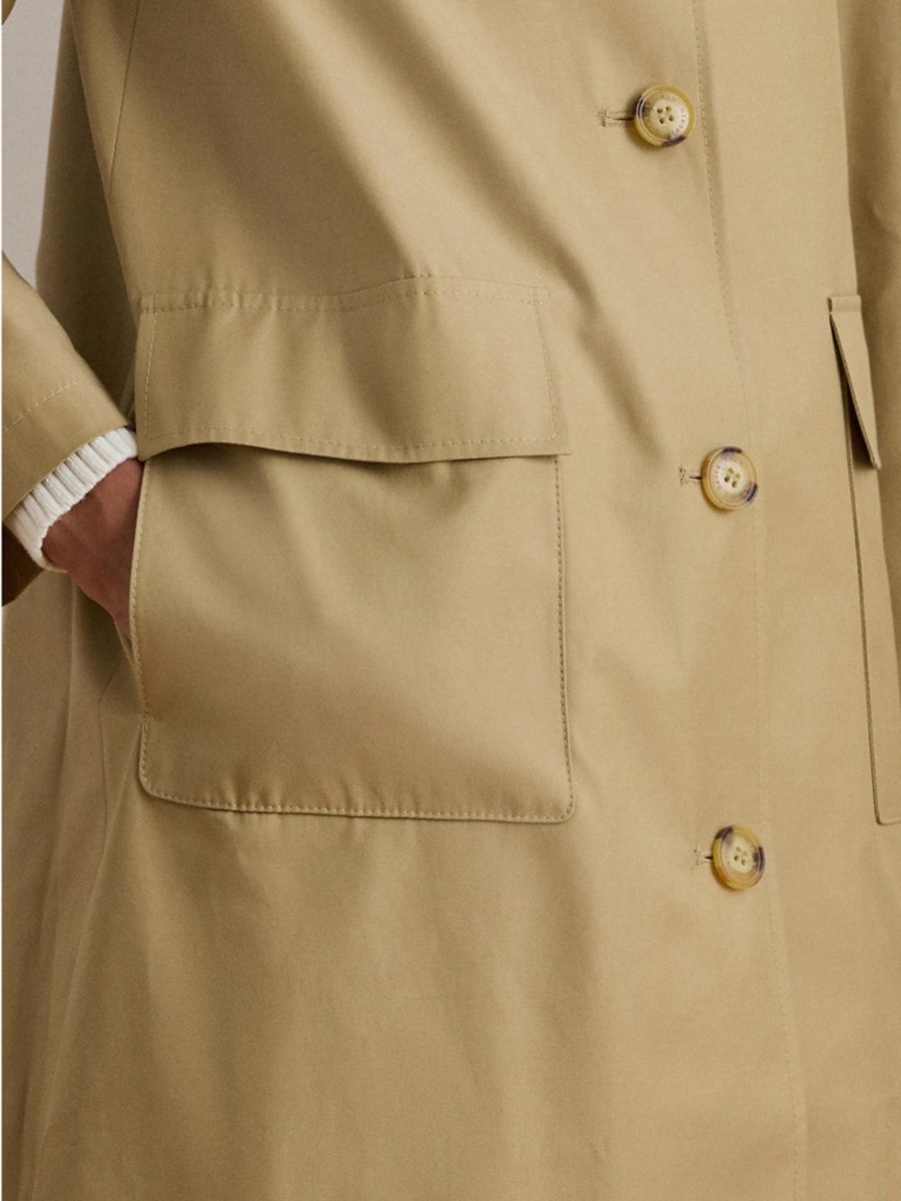 Ralph Lauren Trench Coat Jacket Womens Size M Color Sand - Retail $200 - Picture 5 of 10